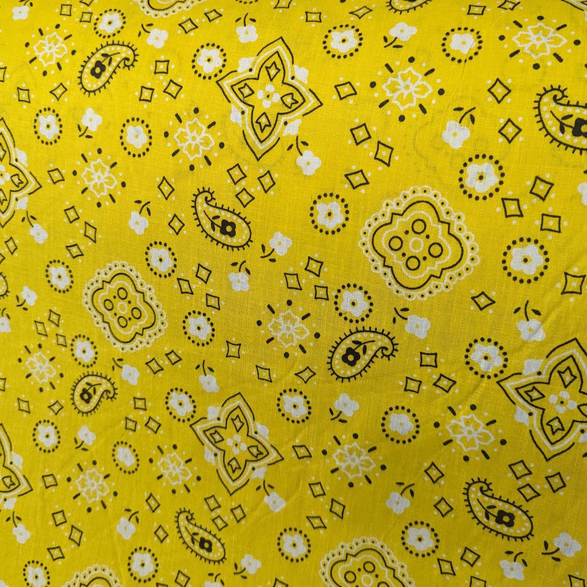 Bandana Poly Cotton Fabric - Paisley Bandana Print, Black, Red, Pink, Royal Blue, Yellow, 59/60" Width (1 Yard)