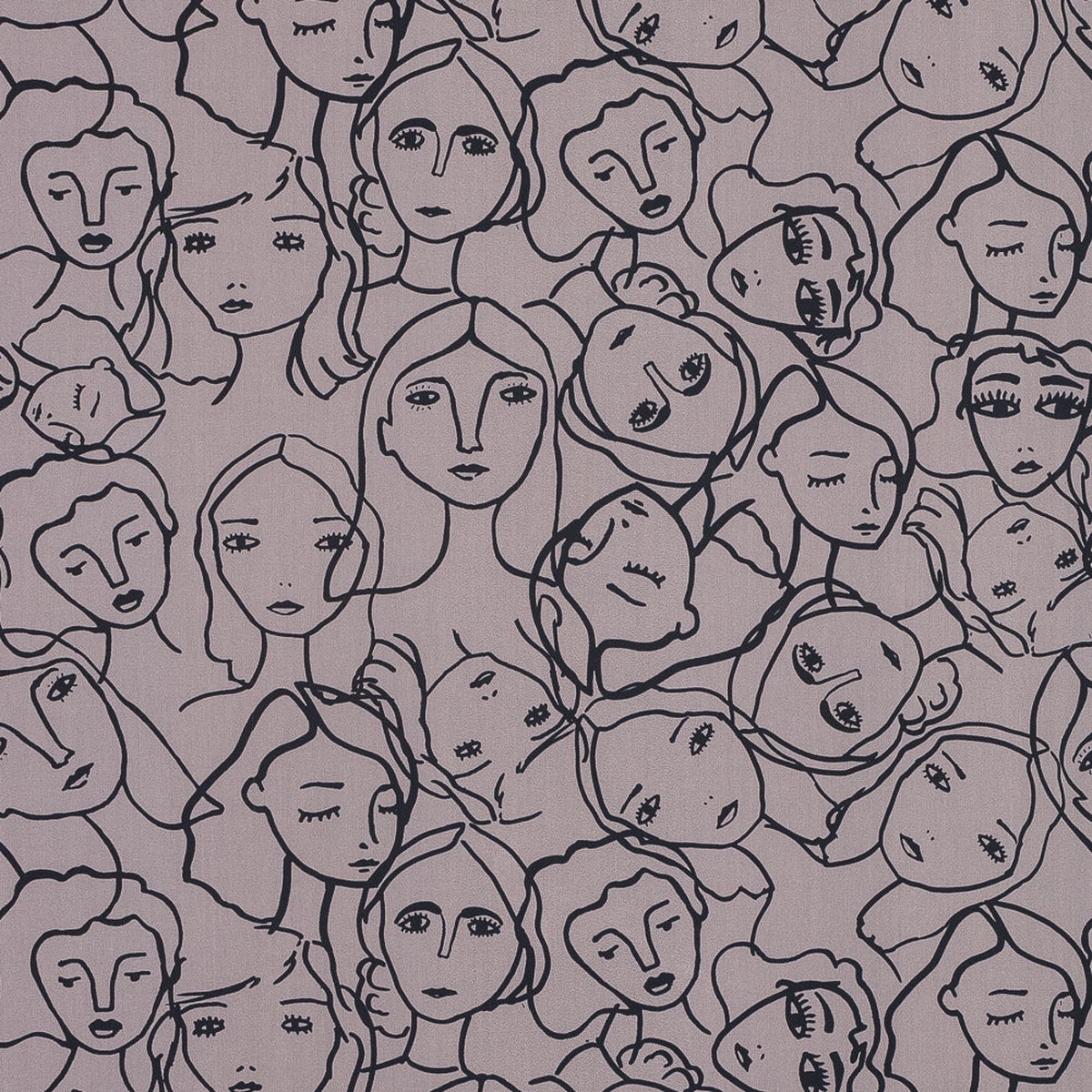 Cotton Poplin - Beige Linework Faces - Un dia en Andorra Print - Mood Exclusive Felipe Collection