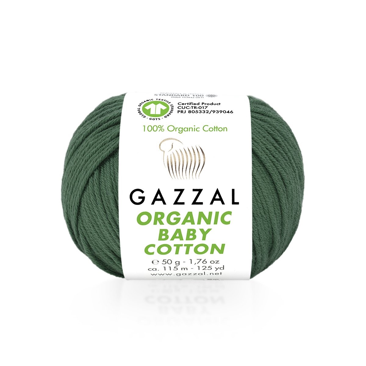 Gazzal Organic Baby Cotton Knitting Yarn, Green - 427