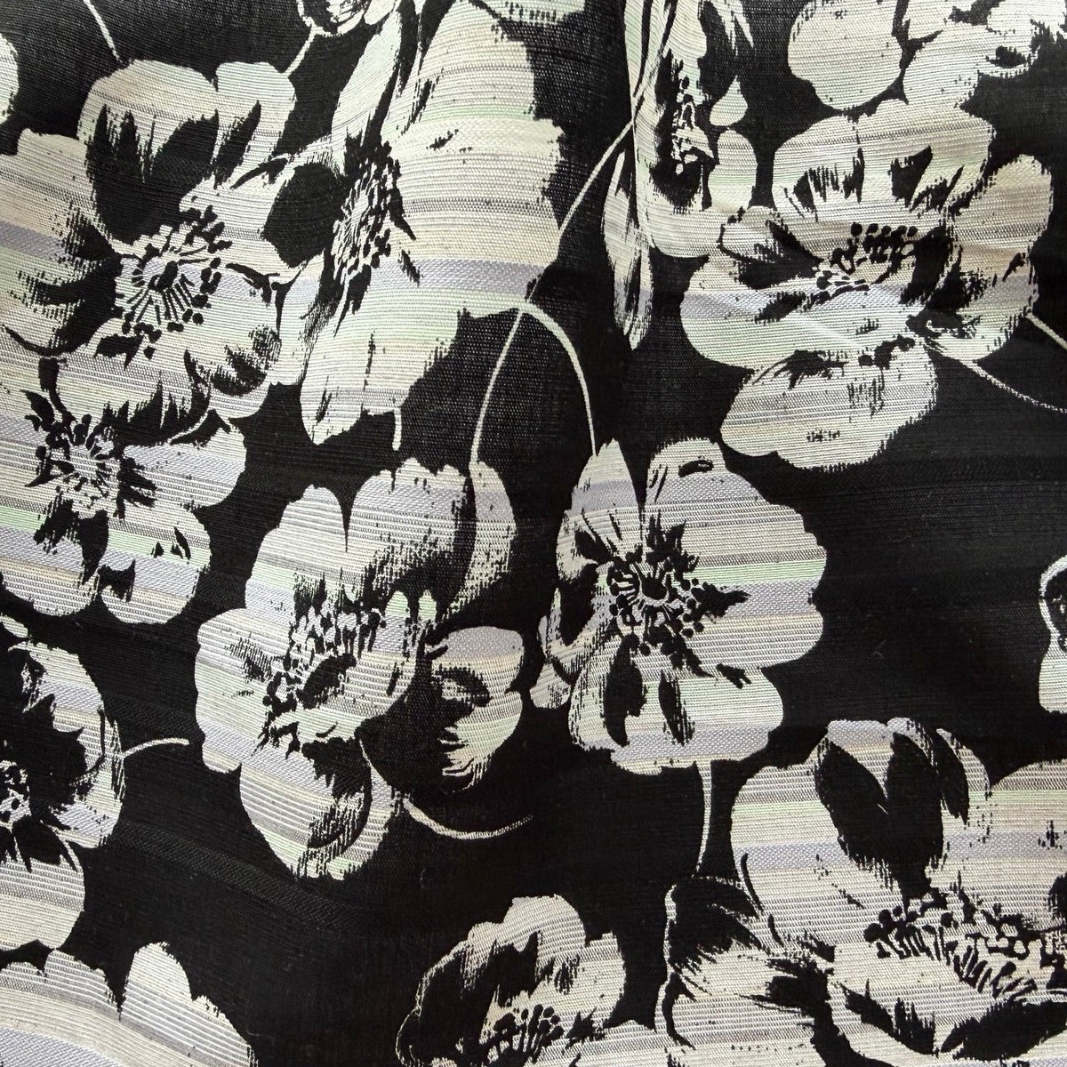 Marni Sherbet Striped Floral on Onyx Cotton Lawn (Made in Italy)