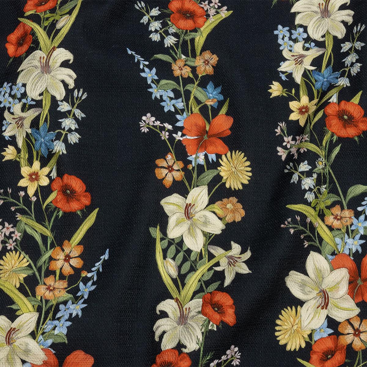 Mood Exclusive Navy Wildflower Fields Stretch Cotton Woven