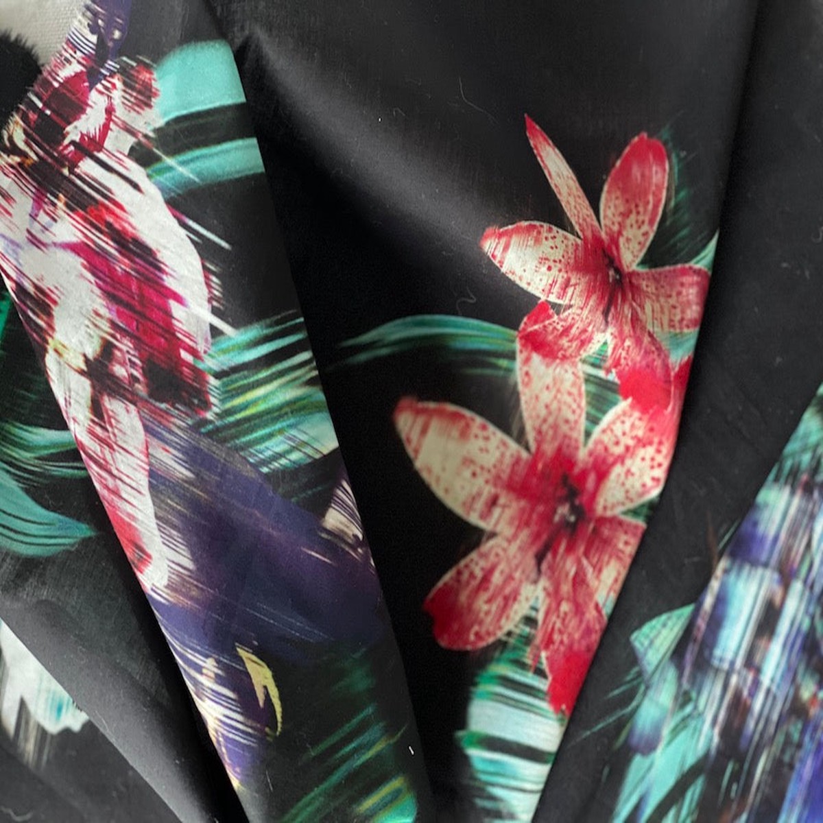 Roberto Cavalli PainterlyTropical Blooms Semi-Sheer Cotton Voile (Made in Italy)
