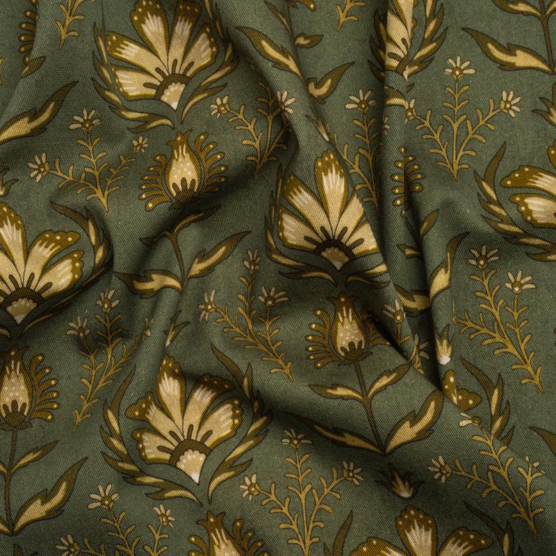 Stretch Cotton Twill Print - Green Floral - Mood Exclusive Watching the Fire