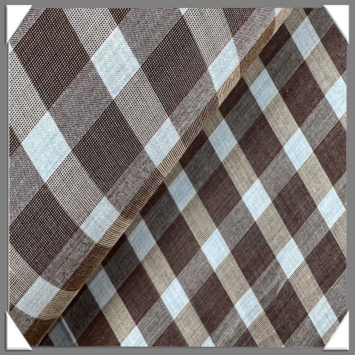 Brown Blue Italian Cotton Shirting Cotton Fabric - Shirting, Brown And Blue Pattern, 58/60" Wide