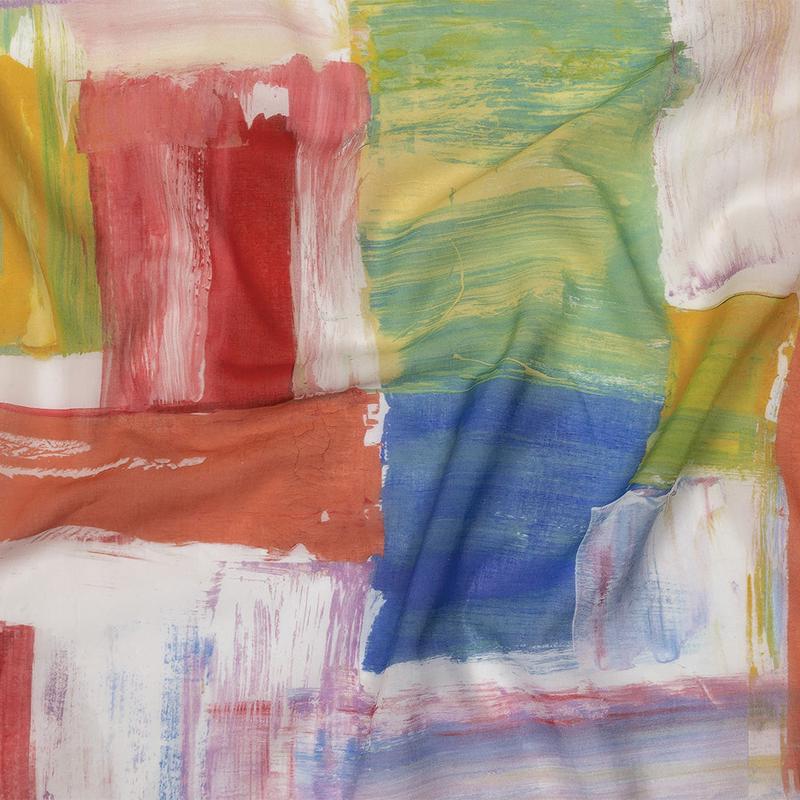 Italian Multicolor Paintstrokes Printed Cotton Voile