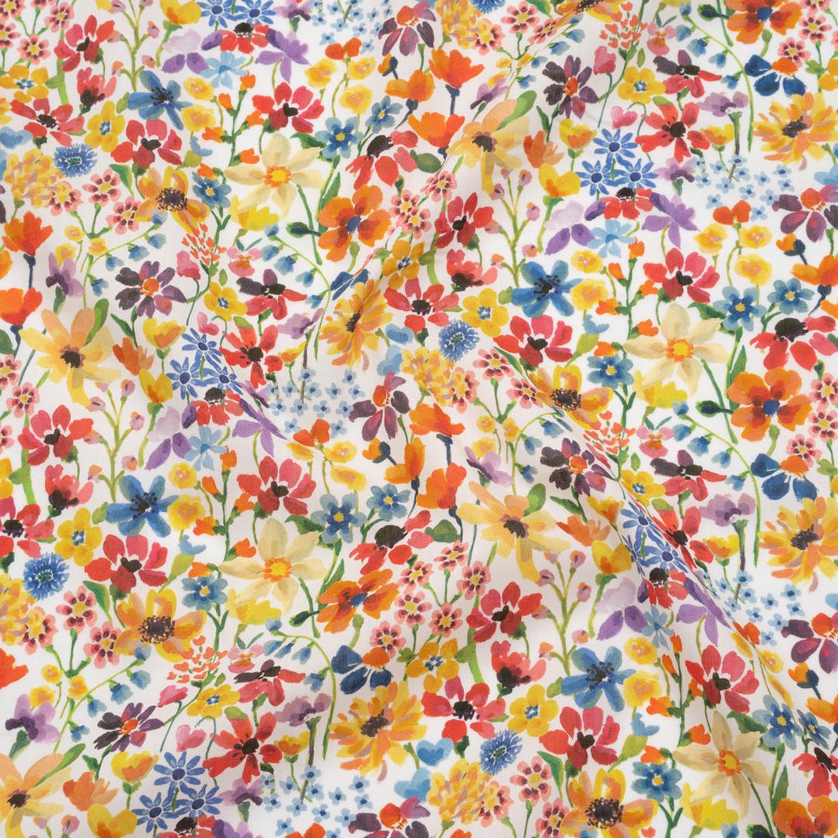 Liberty Fabrics Tana Lawn - Dreams of Summer Multi Bright - Yellow, Orange and Blue Watercolor Floral