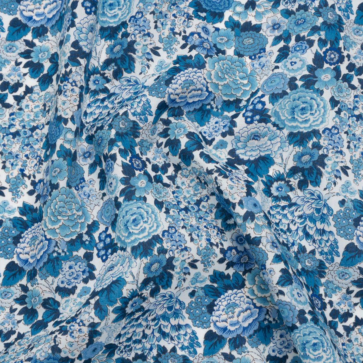 Liberty Fabrics Tana Lawn - Elysian Day Blue - Sky, Cobalt and White Rosy Blooms