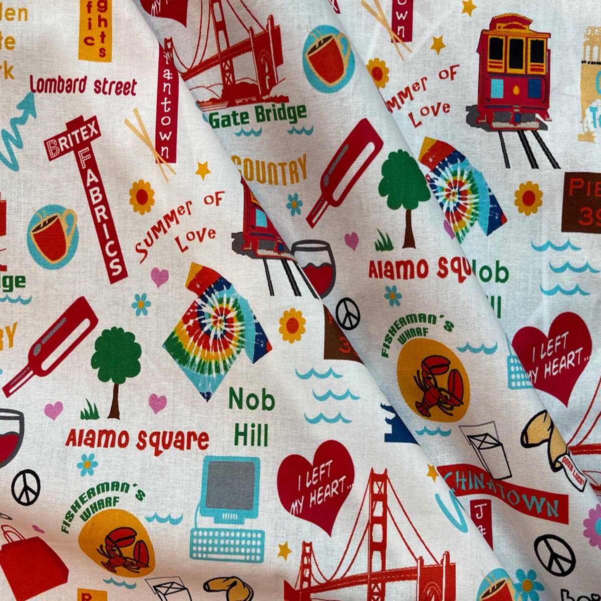 Midweight I Left My Heart in San Francisco White Cotton - Britex Exclusive SF Cotton