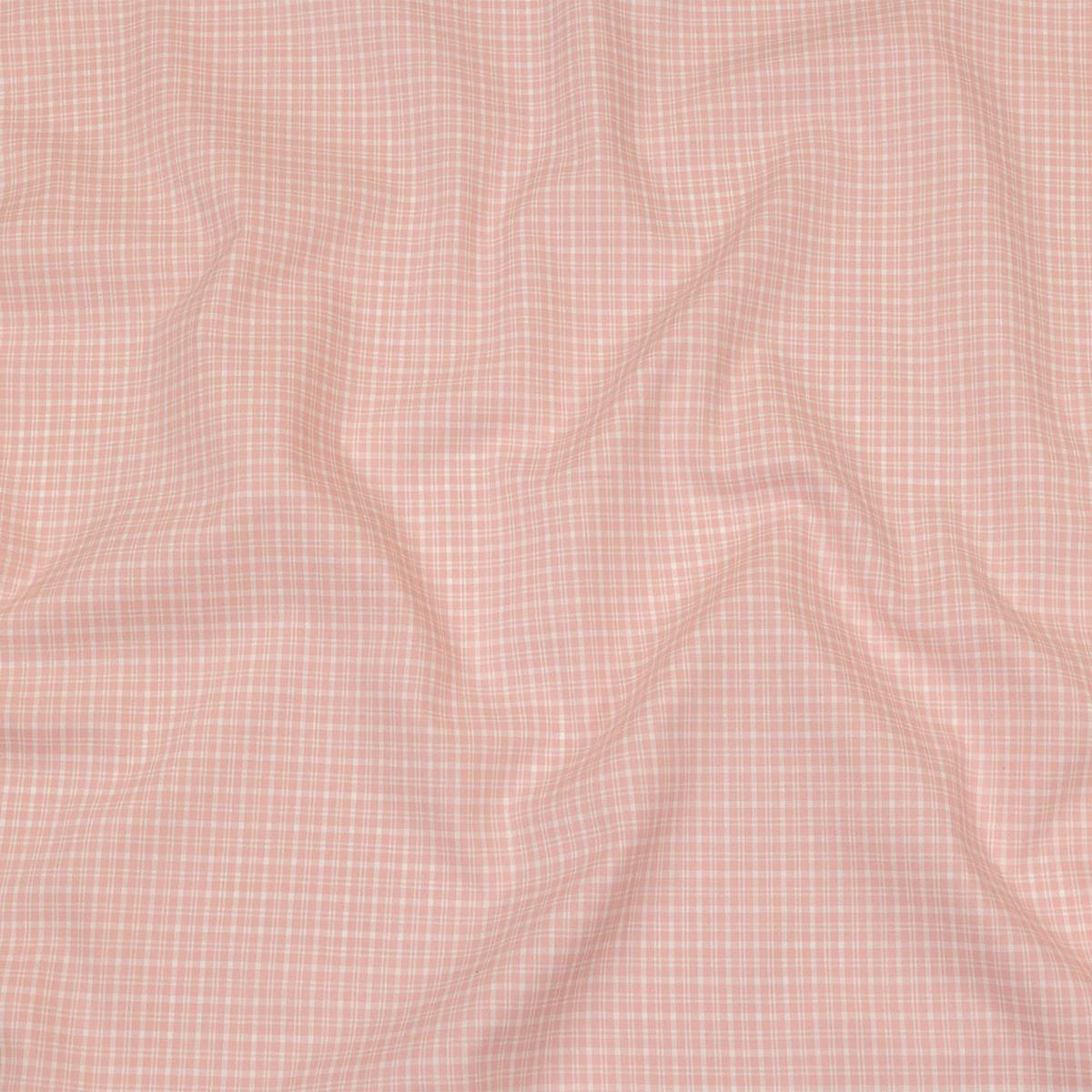 Pima Cotton Shirting - Pink and White Plaid