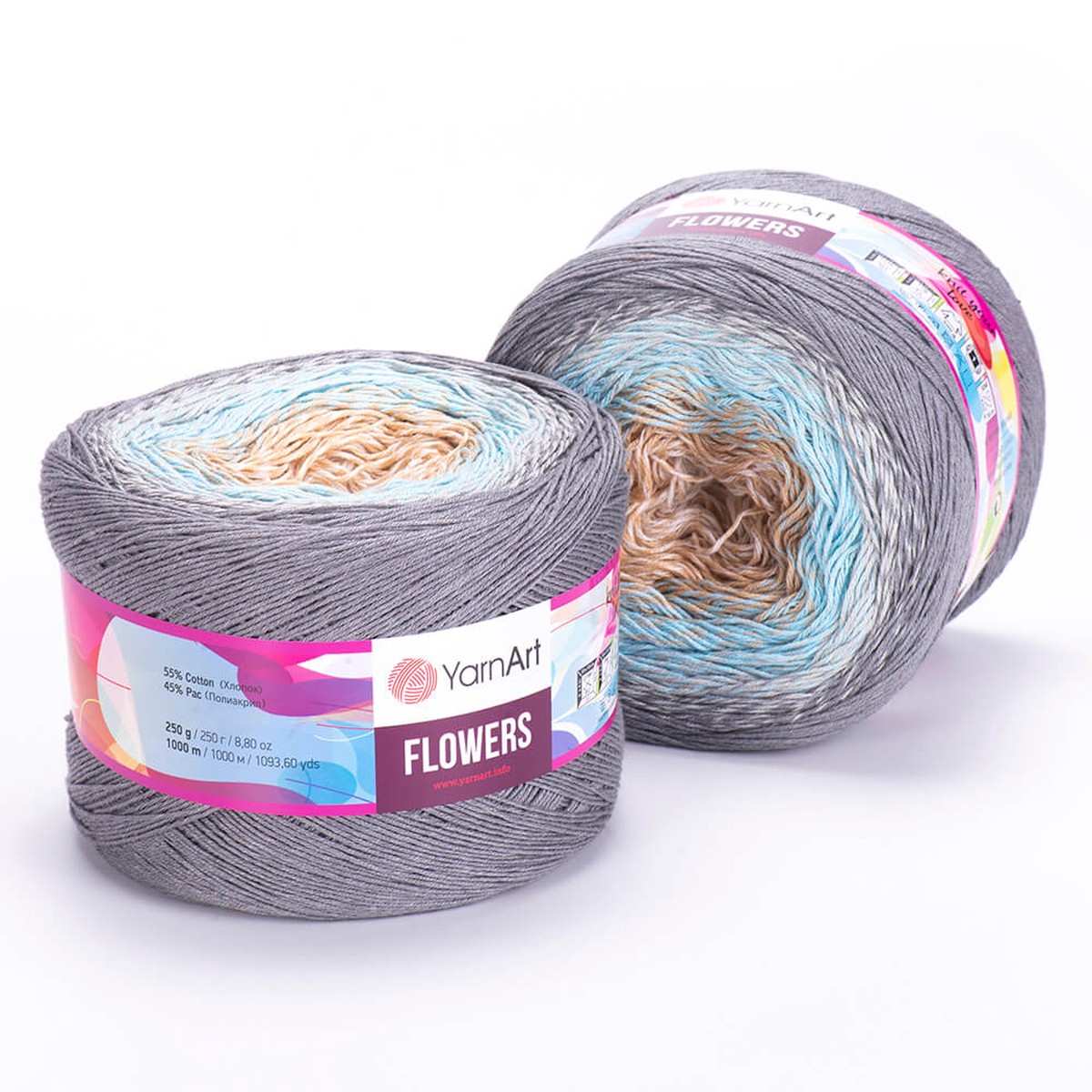 YarnArt Flowers Cotton Gradient & Cake Yarn, Variegated - 268