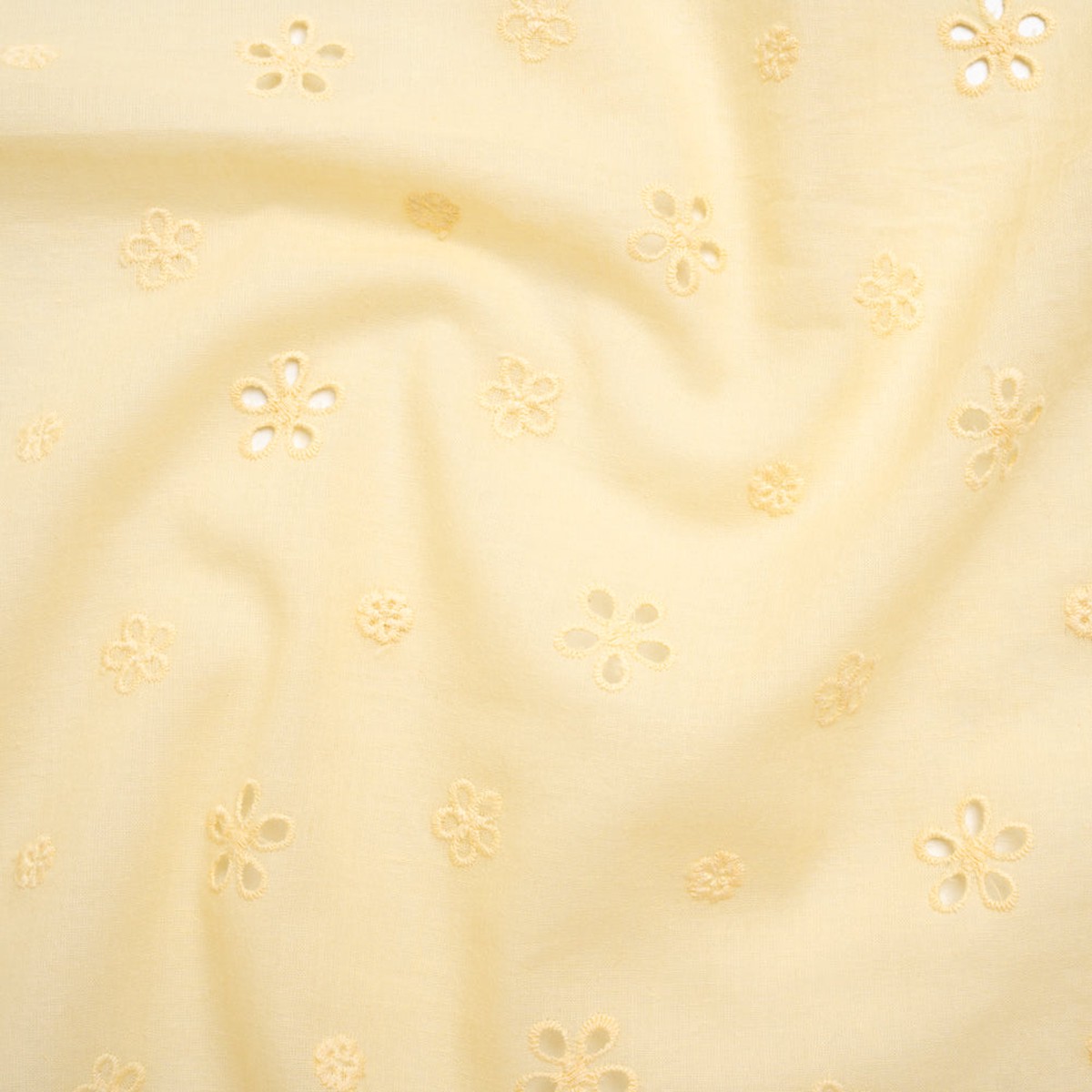 Embroidered Eyelet Cotton Voile - Vanilla Floating Flowers - Naomi Collection