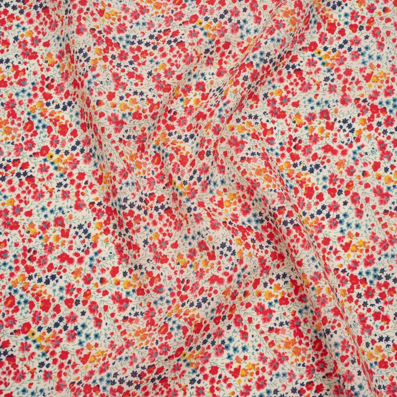 Liberty Fabrics Tana Lawn - Phoebe Pink - Red, Pink and Blue Little Flowers