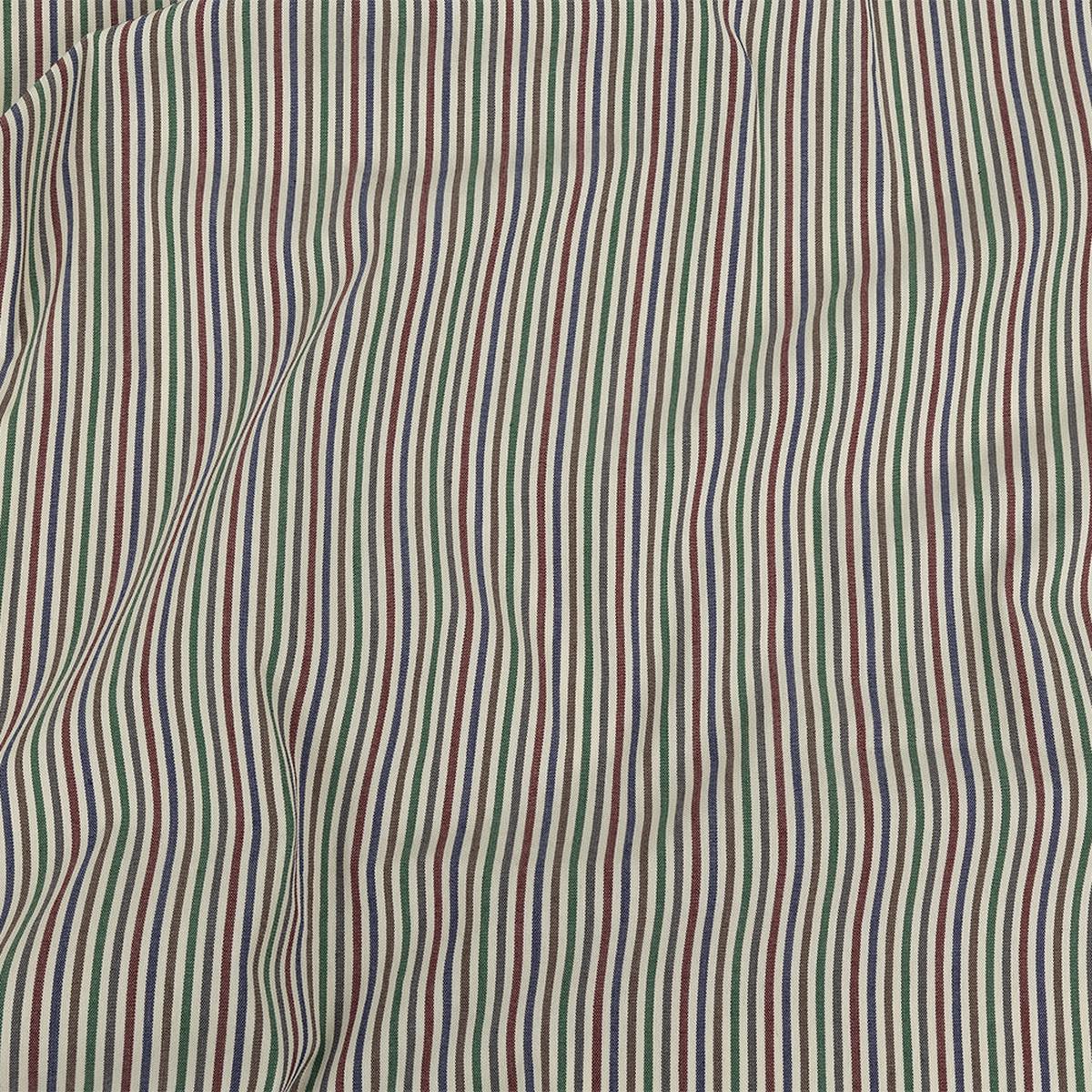 Burnt Russet, Duck Green and Crown Blue Striped Stretch Cotton Woven