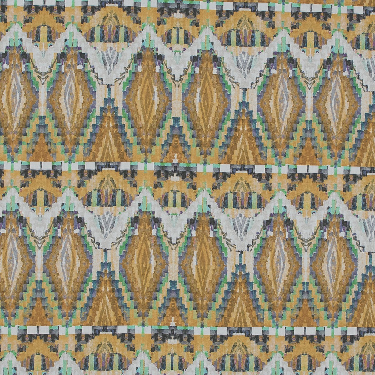 Cotton Poplin - Blue and Yellow Stairstep Diamonds - Formes Jaunes Print - Mood Exclusive Avenable Collection