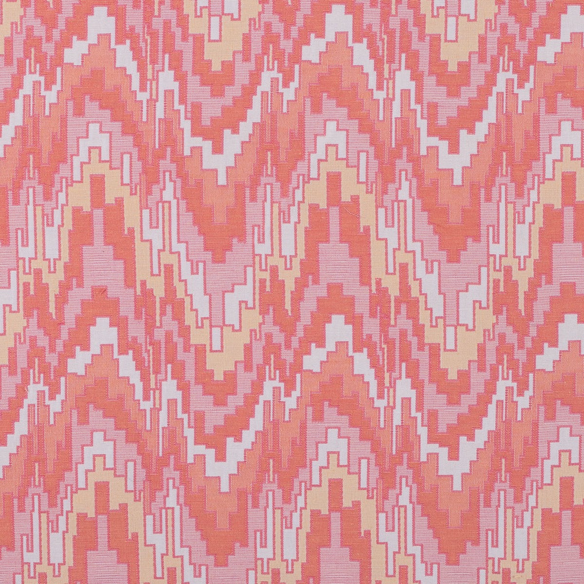 Peach Pink and Golden Haze Geometric Blended Cotton Woven