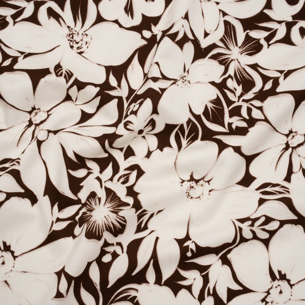 Brushed Cotton Woven - Brown and Ivory Floral - Mood Exclusive Whitewash Bloom Print