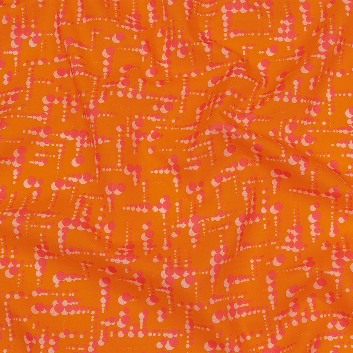 Cotton Voile - Orange and Pink Dot Lines - Spot of Sunshine Print - Mood Exclusive Citrus Collection