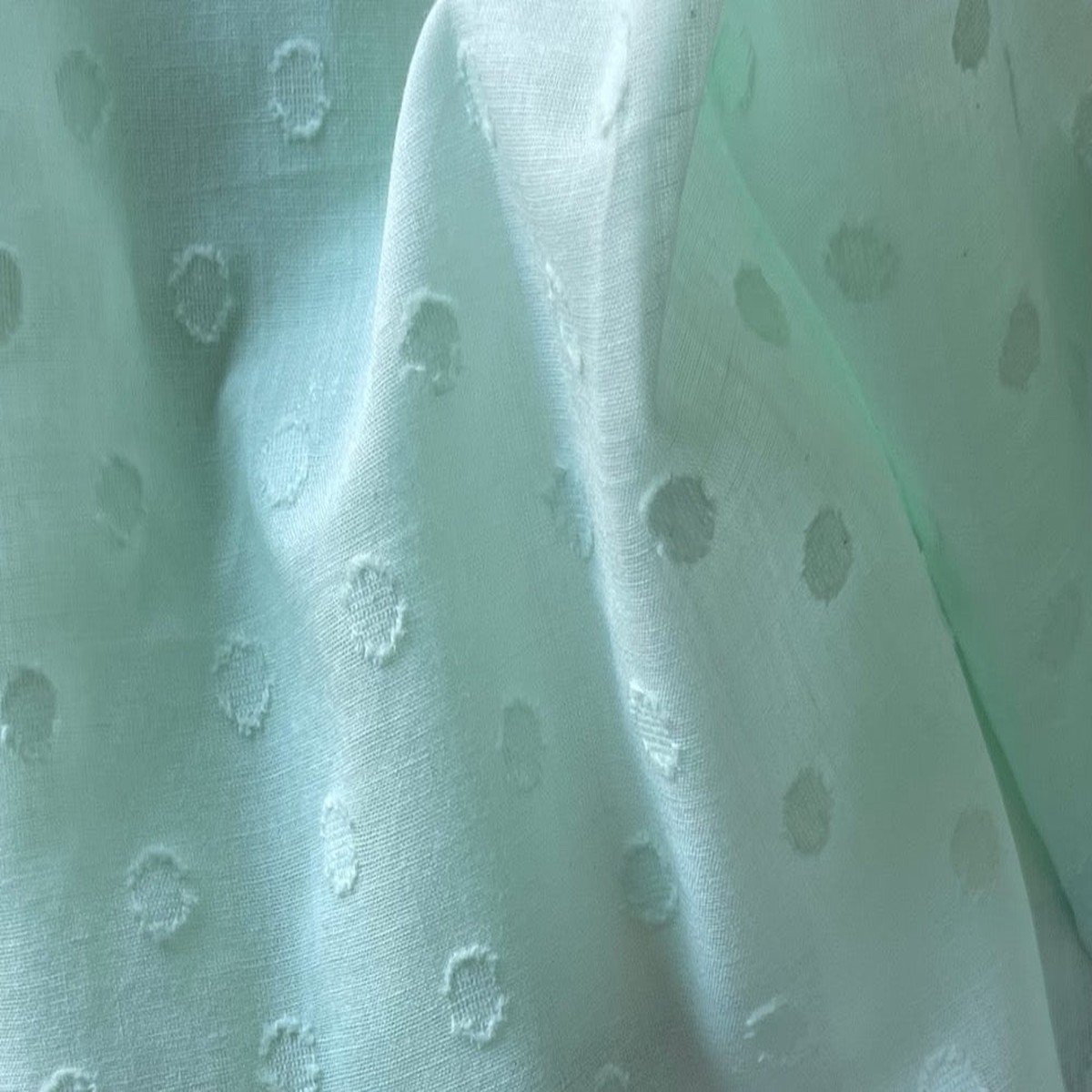Light-Weight Party Mint Green Polka Dotted Cotton Eyelet (Made in Italy)