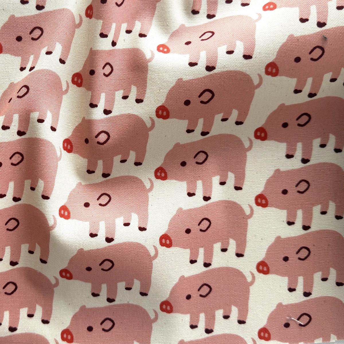 Pink Boo-Boo Pigs on Natural Cotton Canvas (Made in Japan)