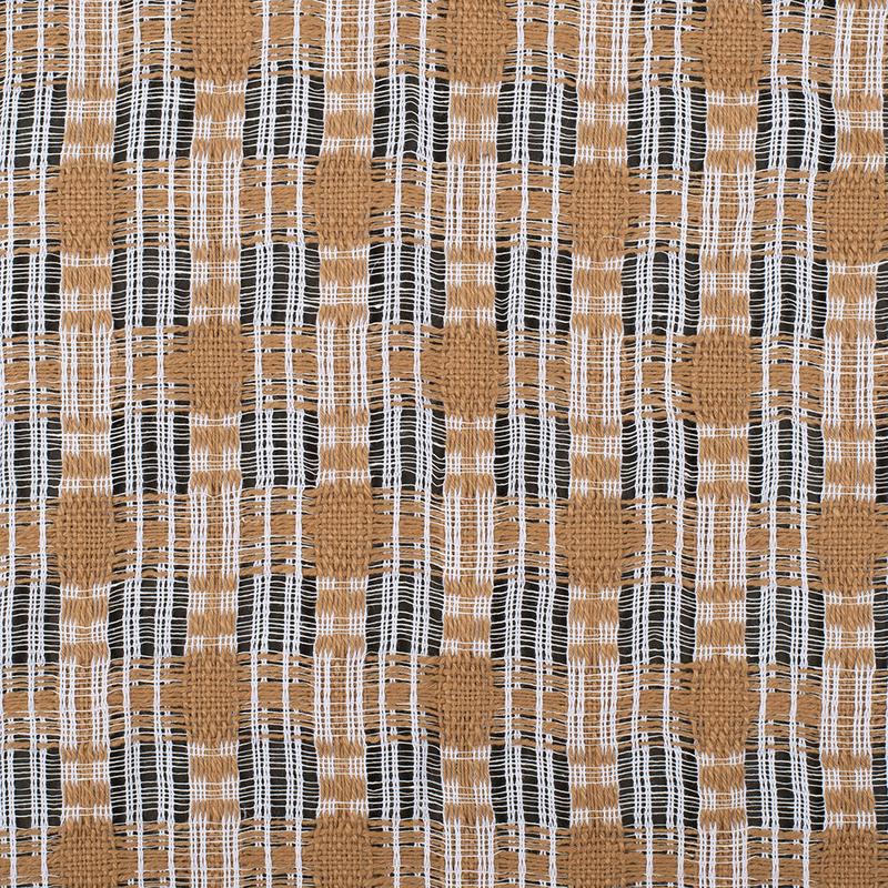 Goldstone/White Open-Weave Checked Cotton Woven