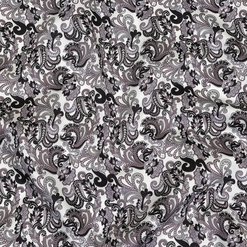 Tap Shoe, Snow White and Misty Lilac Paisley Cotton Sateen