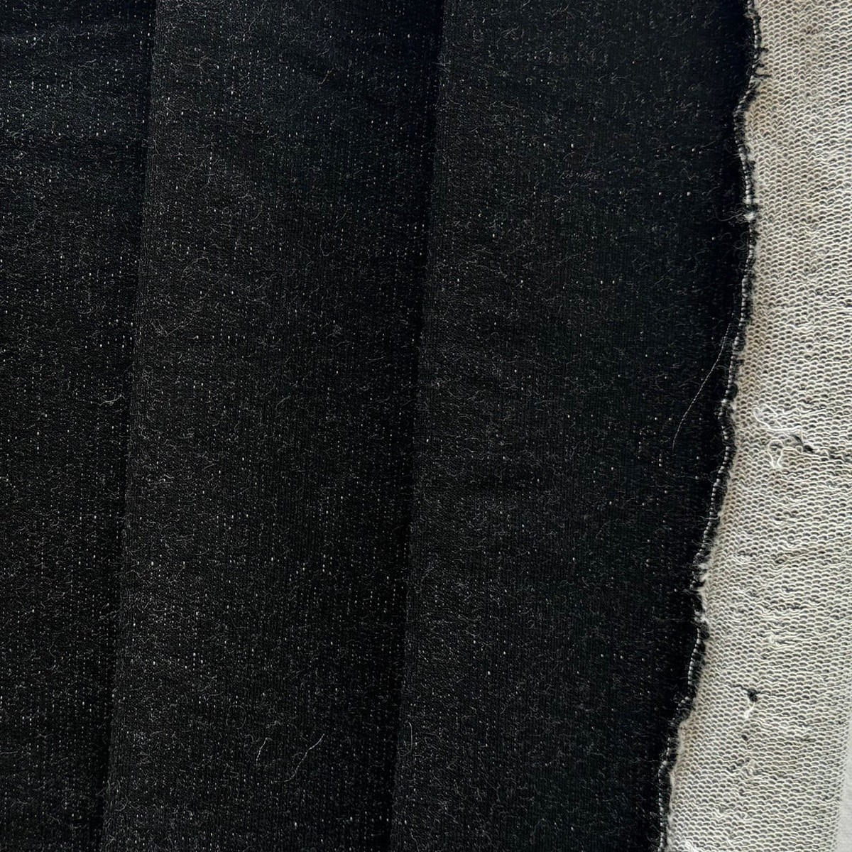 Lighter-Weight Heathered Black Cotton French Terry Knit (Made in Canada)