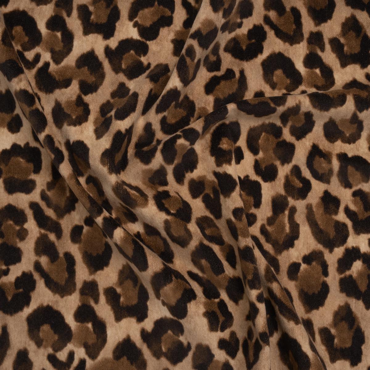 Stretch Cotton Velveteen Print Made in Italy - Tan, Brown and Black Cheetah Spots - Deadstock