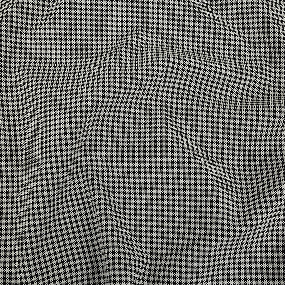 Jet Black and Blanc de Blanc Checkered Stretch Cotton Jacquard