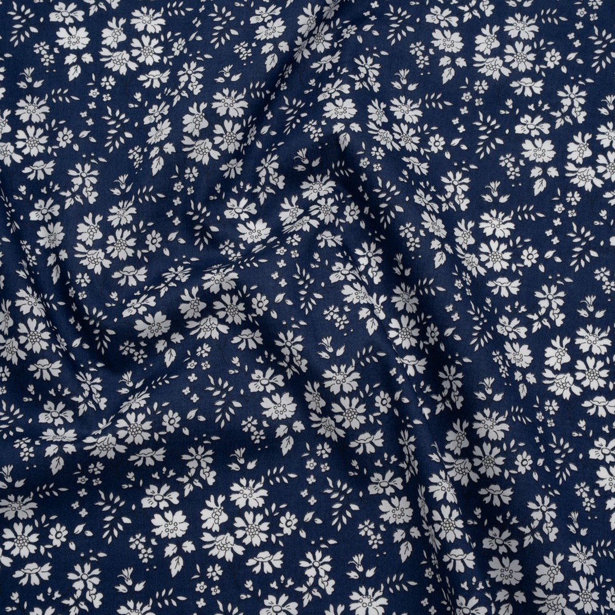 Liberty Fabrics Tana Lawn - Capel Dark Blue - Navy and White Outlined Florals