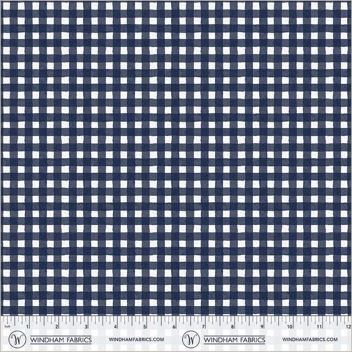 Navy Painted Gingham 44"/45" Cotton Fabric Per yard