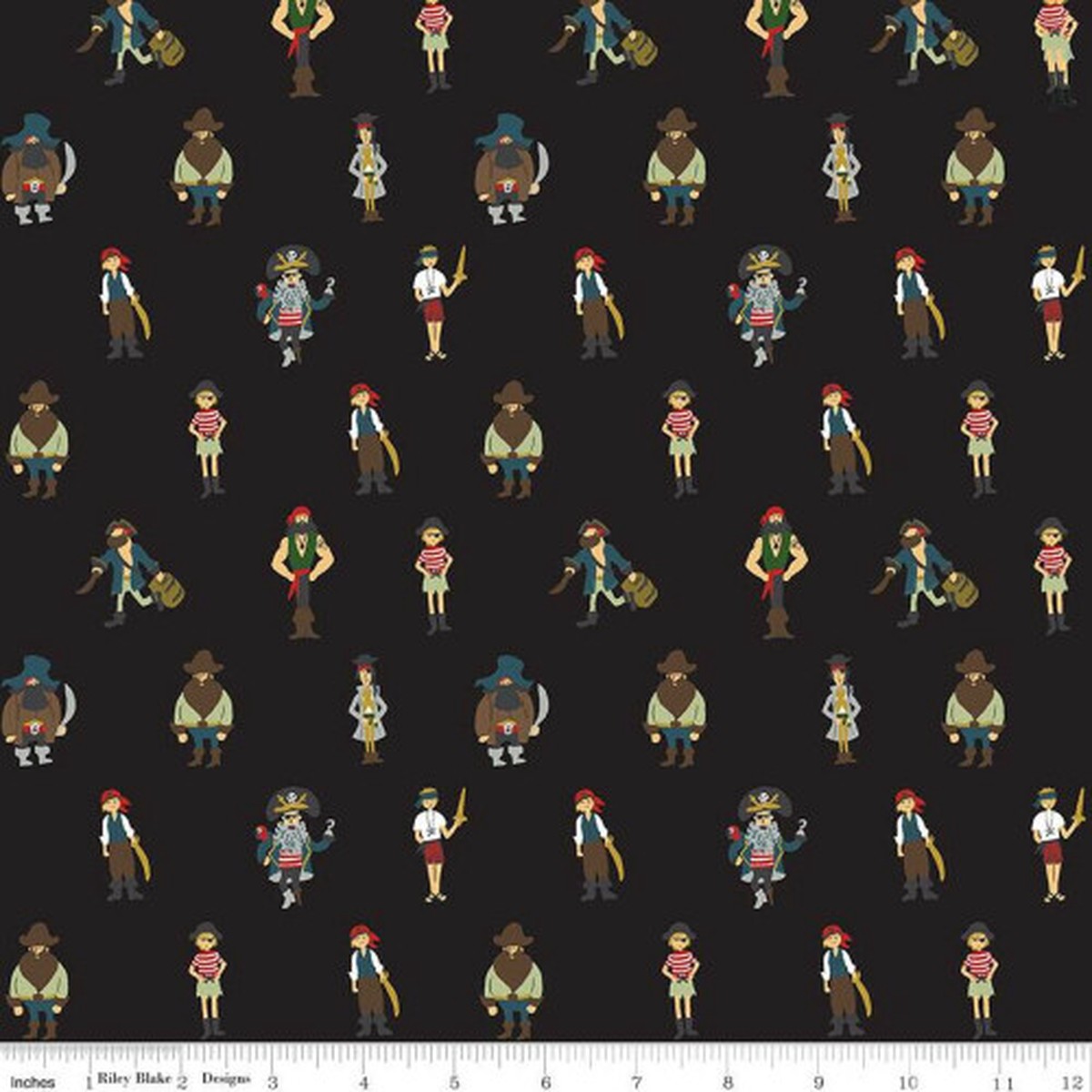Pirates Black fabric - Riley Blake Pirate Tales Pirates cotton, QTR YD