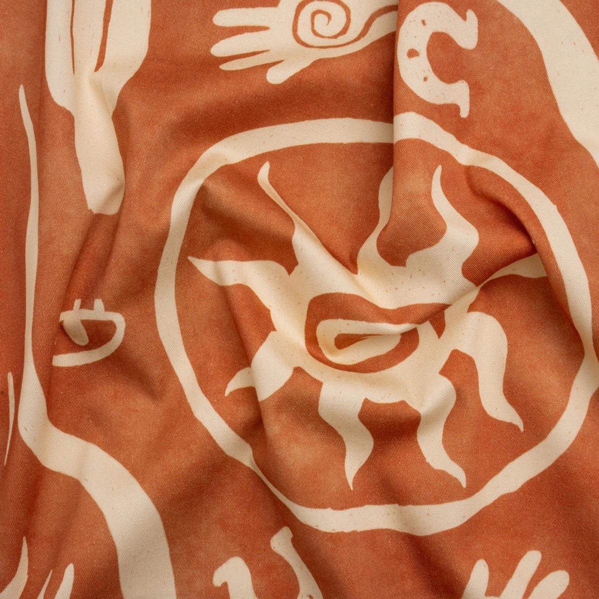Stretch Cotton Twill Panel - Orange Desert Symbols - Mood Exclusive Follow Your Arrow