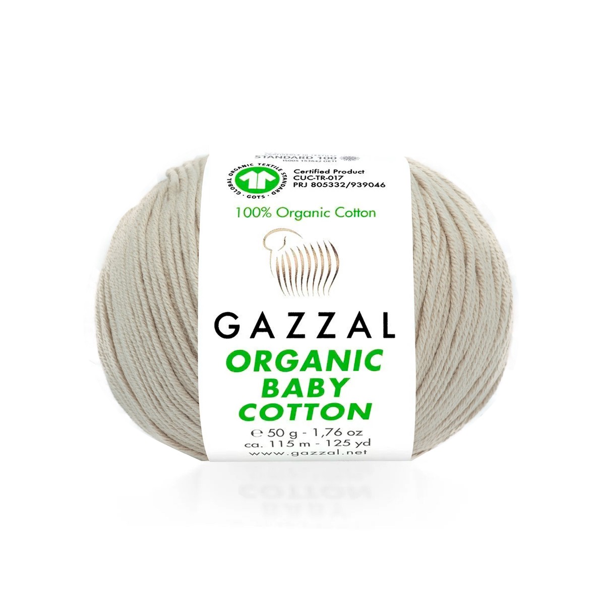 Gazzal Organic Baby Cotton Knitting Yarn, Beige - 444
