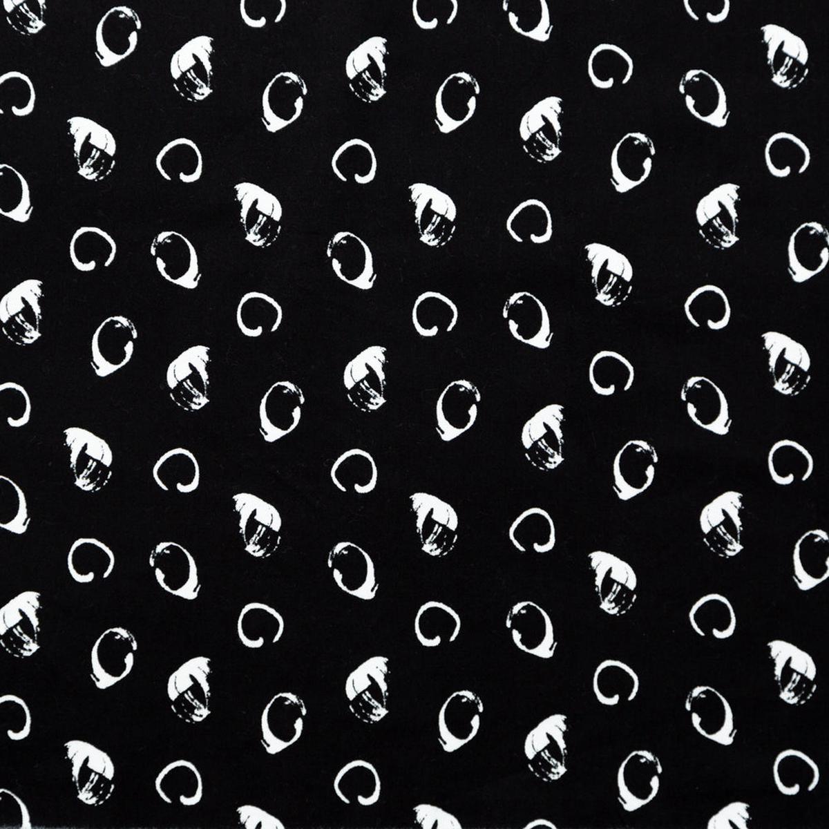 Italian Black and White Printed Stretch Brushed Cotton Twill
