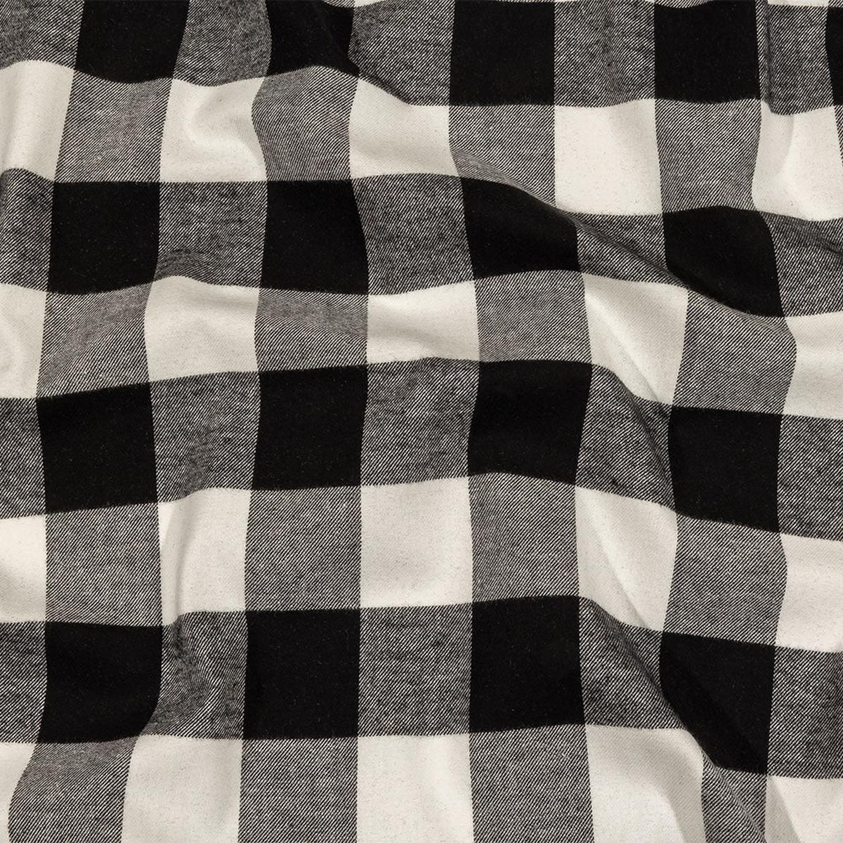 Balenciaga Italian Black and White Alyssum Buffalo Check Brushed Cotton Twill Flannel