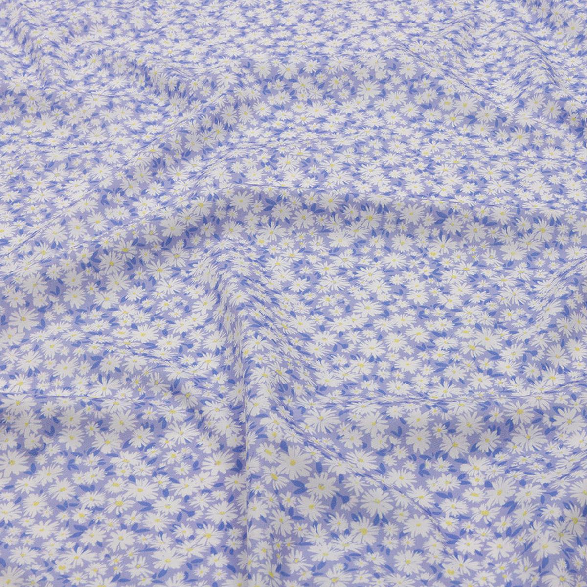 Cotton Poplin - Periwinkle and White Floral - Sunday in the Park Print - Mood Exclusive Secret Garden Collection