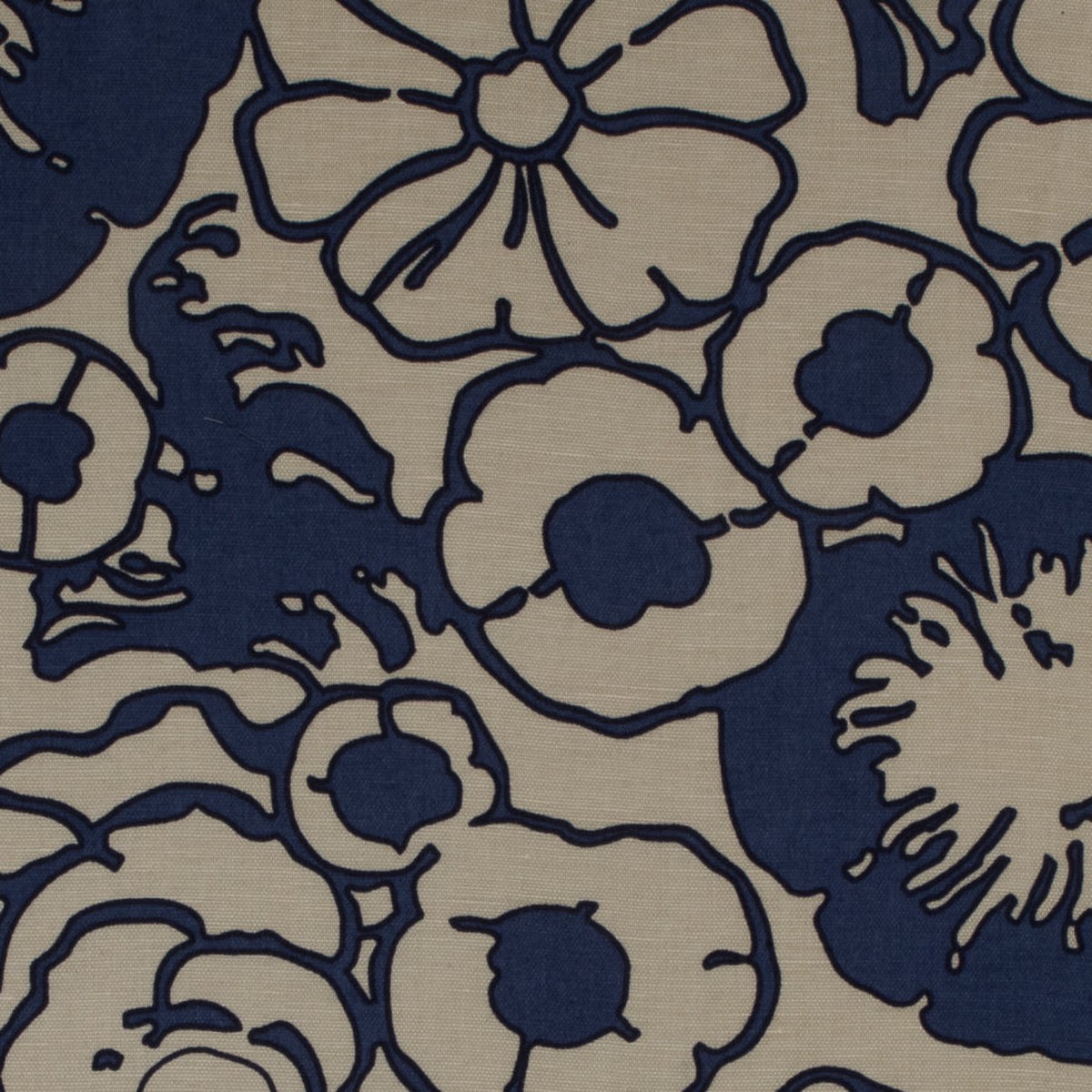 Creme BruleeMuted Navy Floral Printed Woven