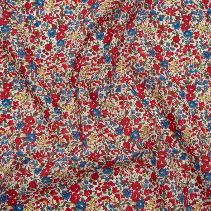 Liberty Fabrics Tana Lawn - Emma and Georgina Red, Blue and Yellow Floral