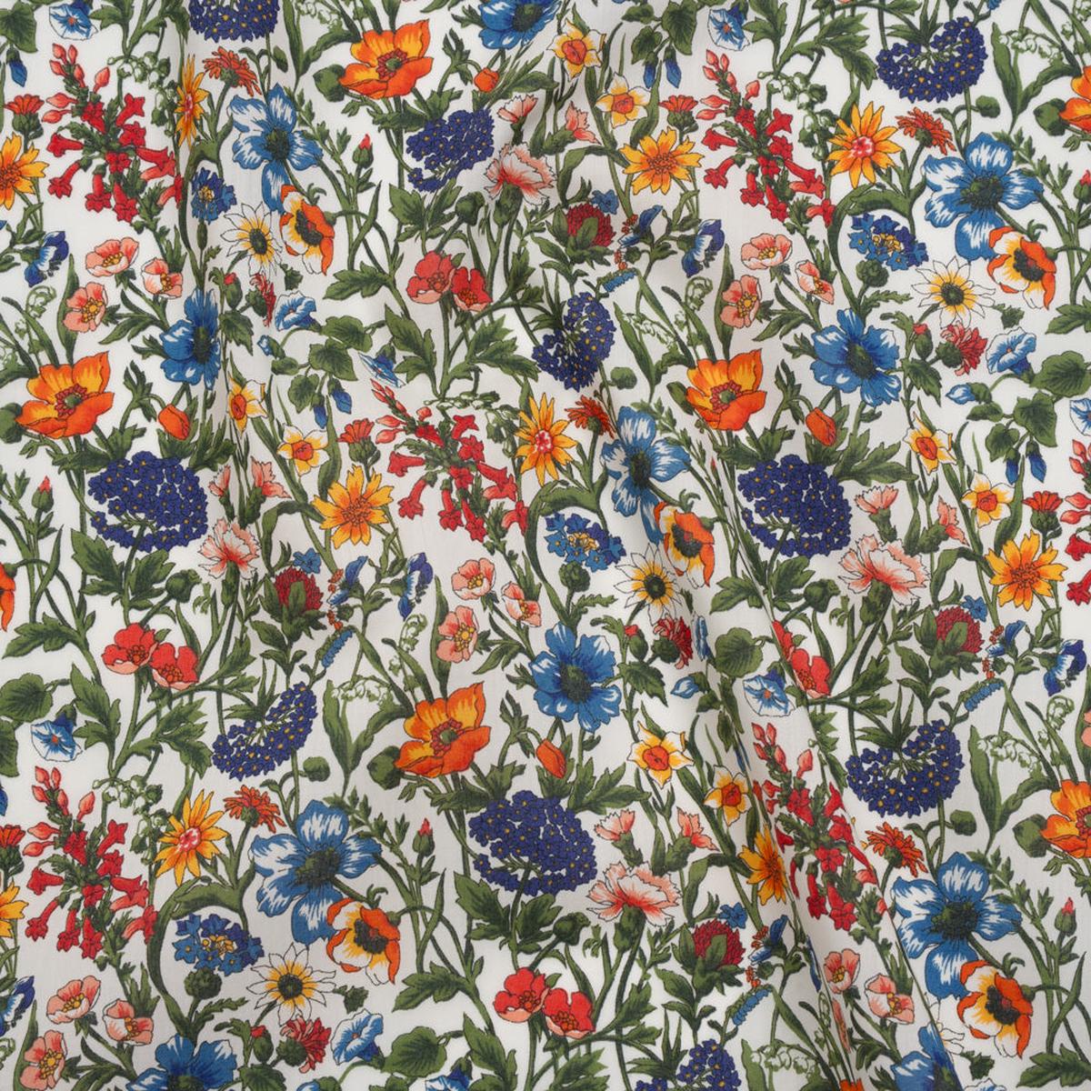 Liberty Fabrics Tana Lawn - Rachel Multi Bright - Red, Yellow and Purple Flowers and Foliage