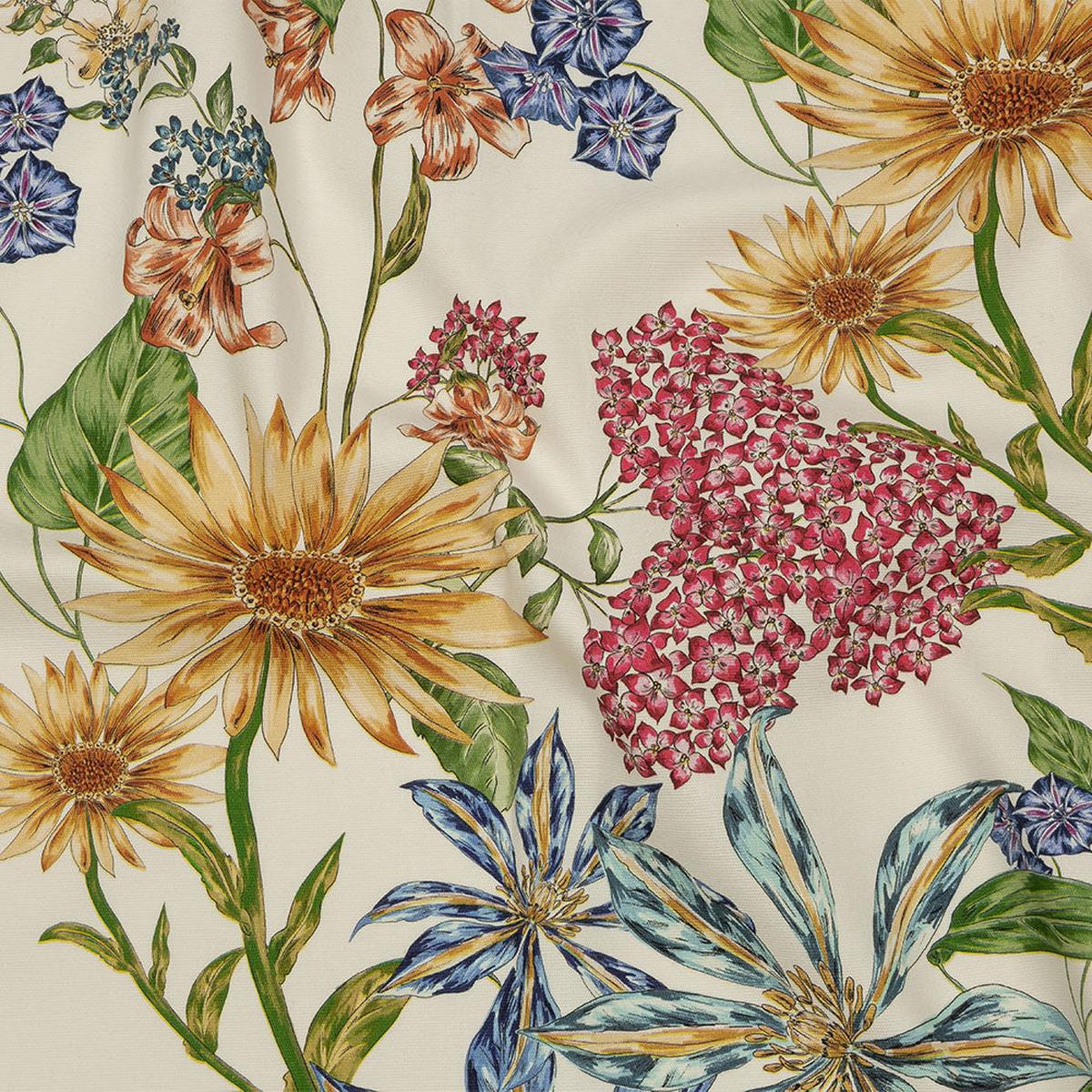 Stretch Cotton Canvas Print - Cream, Red, Yellow and Blue Floral - Mood Exclusive Lucid Dream