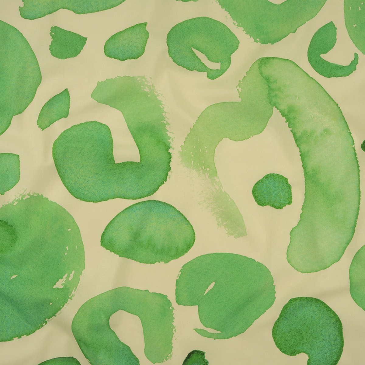 Stretch Cotton Poplin Print - Green Ash and Cream Abstract Spots - Mood Exclusive Painters Polka