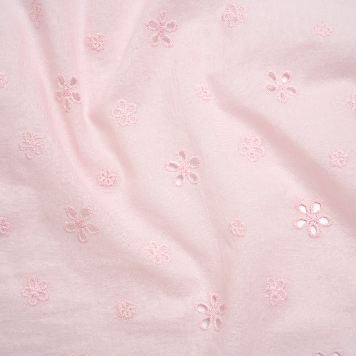 Embroidered Eyelet Cotton Voile - Baby Pink Floating Flowers - Naomi Collection