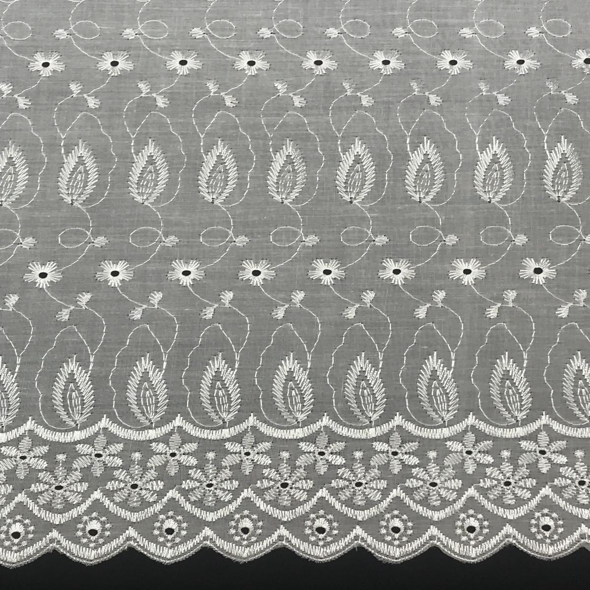 White Medium Eyelet Polyester Cotton Fabric - White, Small Eyelets, 41"-42" Width (1 Yard)