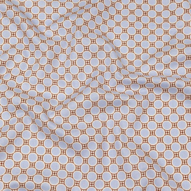 Baby Blue, Brown and Rainy Day Deco Dots Cotton Calico