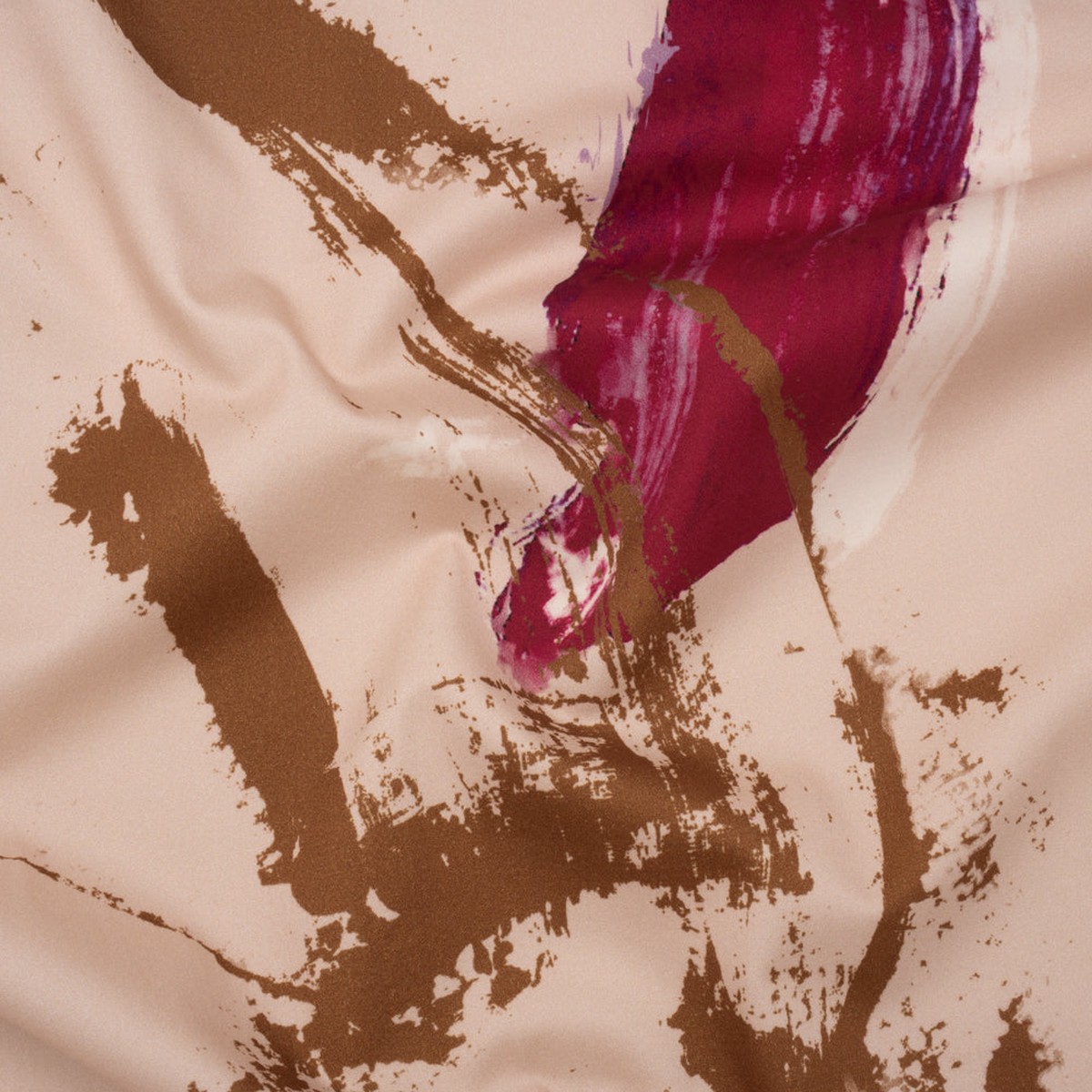 Brushed Cotton Woven - Peachy Beige Brown and Raspberry Pink Abstract Painting - Mood Exclusive Dust Drizzle Print