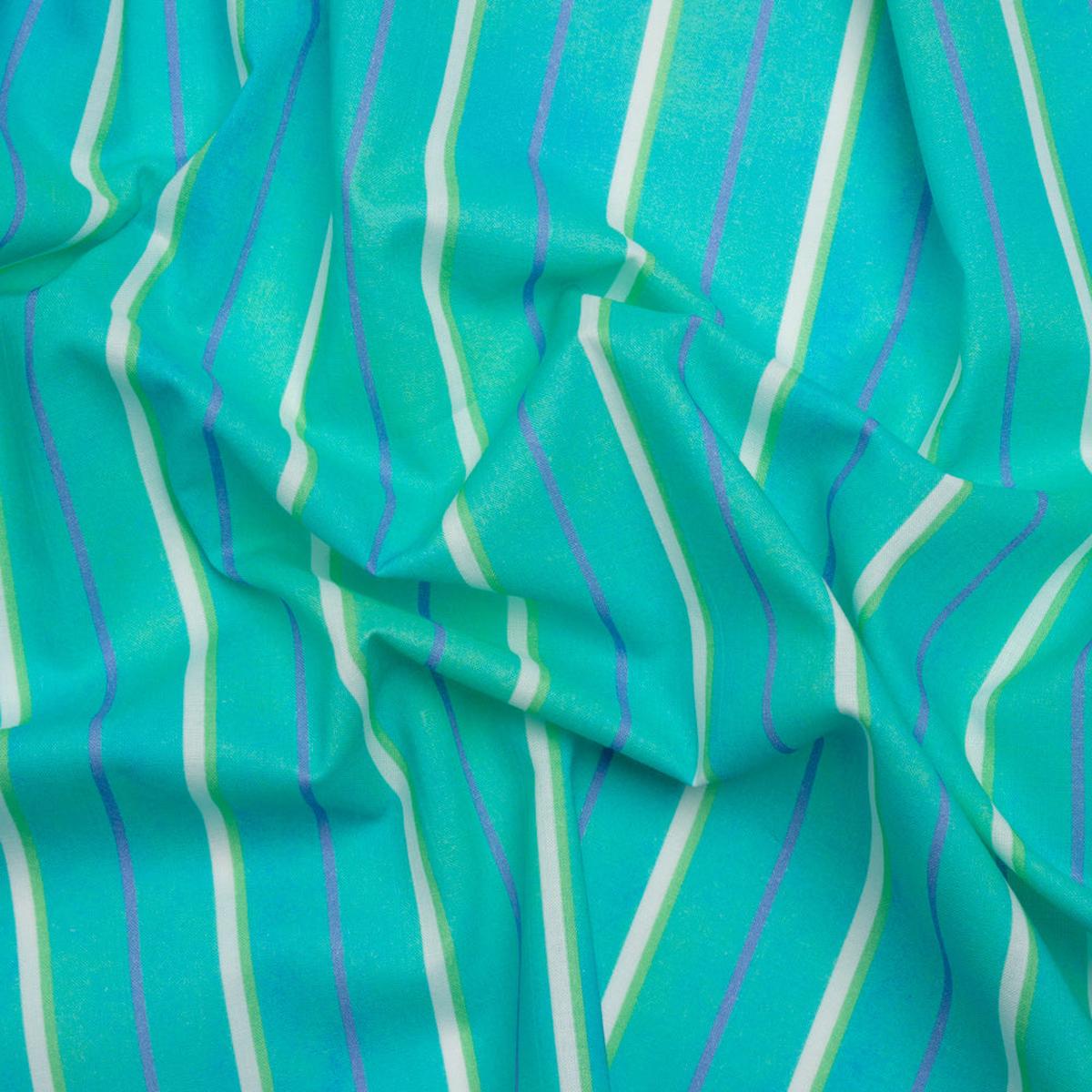 Cotton Voile Print - Turquoise Stripes - Mood Exclusive Pinstriped Party