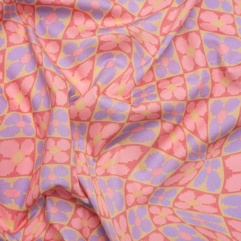 Mood Exclusive Bubblegum Cyber Checkers Stretch Cotton Poplin