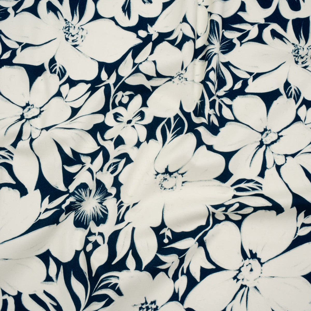 Brushed Cotton Woven - Navy and Ivory Floral - Mood Exclusive Whitewash Bloom Print