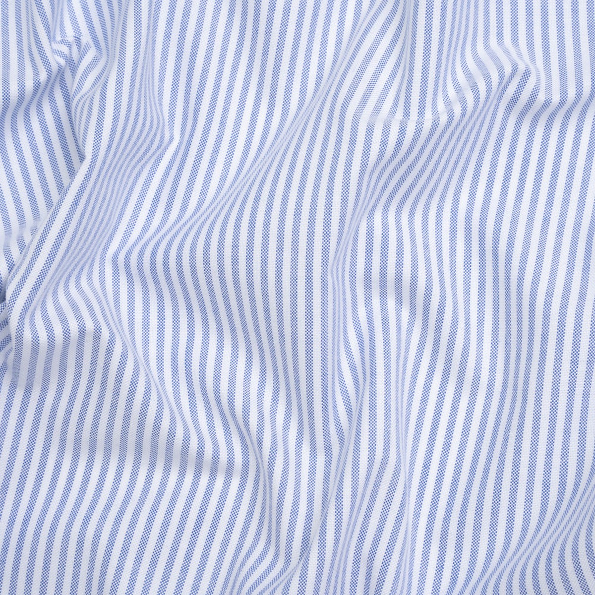 Cotton Oxford Shirting - Strong Blue and White Candy Stripes - Deadstock