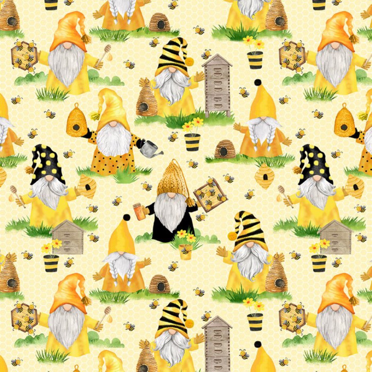 COTTON - Timeless Treasures - Home is where my honey is - Beekeeper Gnome